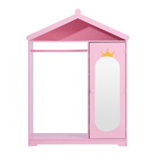Armadio per Bambini con Specchio-Duoku-Armadio per Costumi Dotato di Una Barra per Vestiti e di Diverse Mensole, Rosa