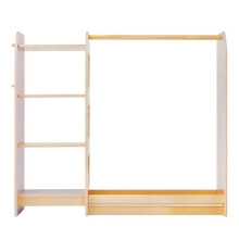 Armadio per Bambini con Specchio-Duoku-Armadio in Legno con Barra per Vestiti e Mensole, Organizzatore di Costumi, Naturale