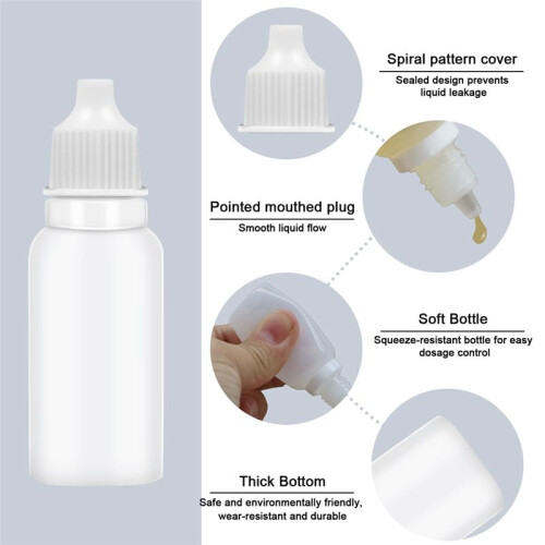 50Pcs Small Empty Squeeze Dropper Bottles Plastic Thin Tip Dropper Bottles 15ML Portable Squeezable Liquid Dropper White 1