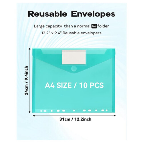 30 Pack File Folders, 11 Ring Plastic Envelopes, Clear Folder for Documents with Label, 3 Ring Binder Pocket Organizer 2