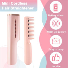 Electric Cordless Hair Straightener and Curling 2 in 1 Dry Comb USB Charging Hot Straightening