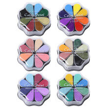 48 Colors Ink Pads, 6 Packs Washable Finger Ink Pads for Paper Wood Fabric Pigment Stamping, Flower Petal, (E)