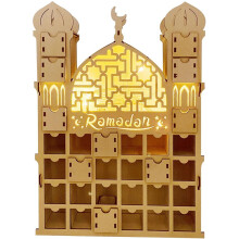 Calendario de Adviento de RamadáN, Calendario de Adviento Reutilizable de Madera con 30 Cajones, DecoracióN de Eid Mubarak, Calendario de RamadáN