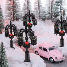 4 PeçAs em Miniatura Candeeiros de Rua de Natal Poste Banco de Parque Luz de Rua Modelo Casa de Bonecas Natal Vila AcessóRios de Jardim