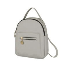 Mode Dames une éPaule Petit Sac à Dos Portefeuille TéLéPhone Portable Dames Sac à Dos de Sac en Cuir de Couleur Pure Gris
