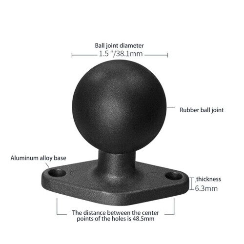 2X Base de Montagem de Losango de Alumínio com Cabeça de Esfera de Borracha de 1,5 Polegadas Base de Montagem de Motocicleta para Dispositivos de 2