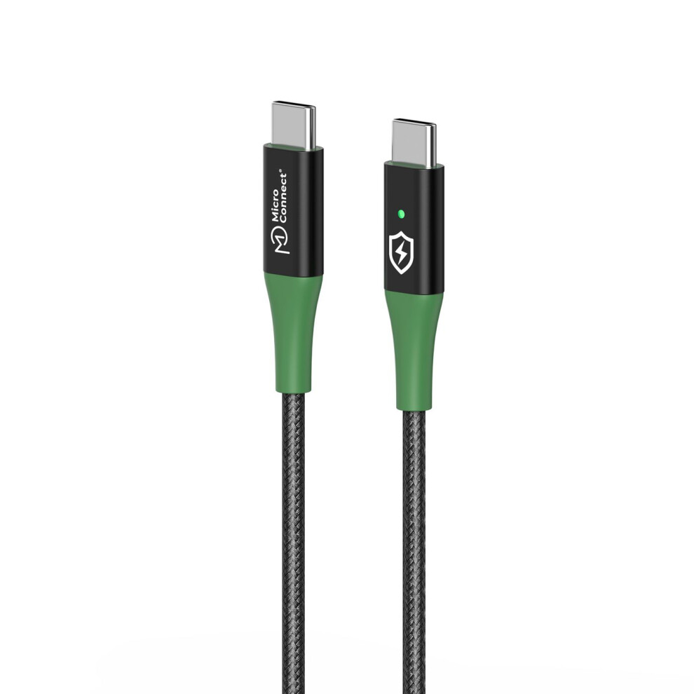 Microconnect Smart Charge Usb-C To Usb-C Cable 2M Black/Green 5715063388341