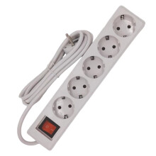 EU-Stecker 5-Fach Mehrfachsteckdosenverlängerung Adapter Netzadapter mit ein/Aus-Schalter 3 Meter Verlängerungskabel