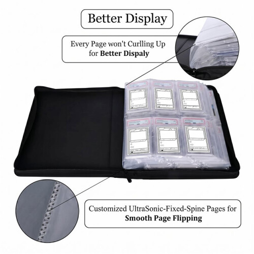 PSA Slab Binder Holds 60 PSA Slabs 6-Pocket Graded Card Binder Storage Black