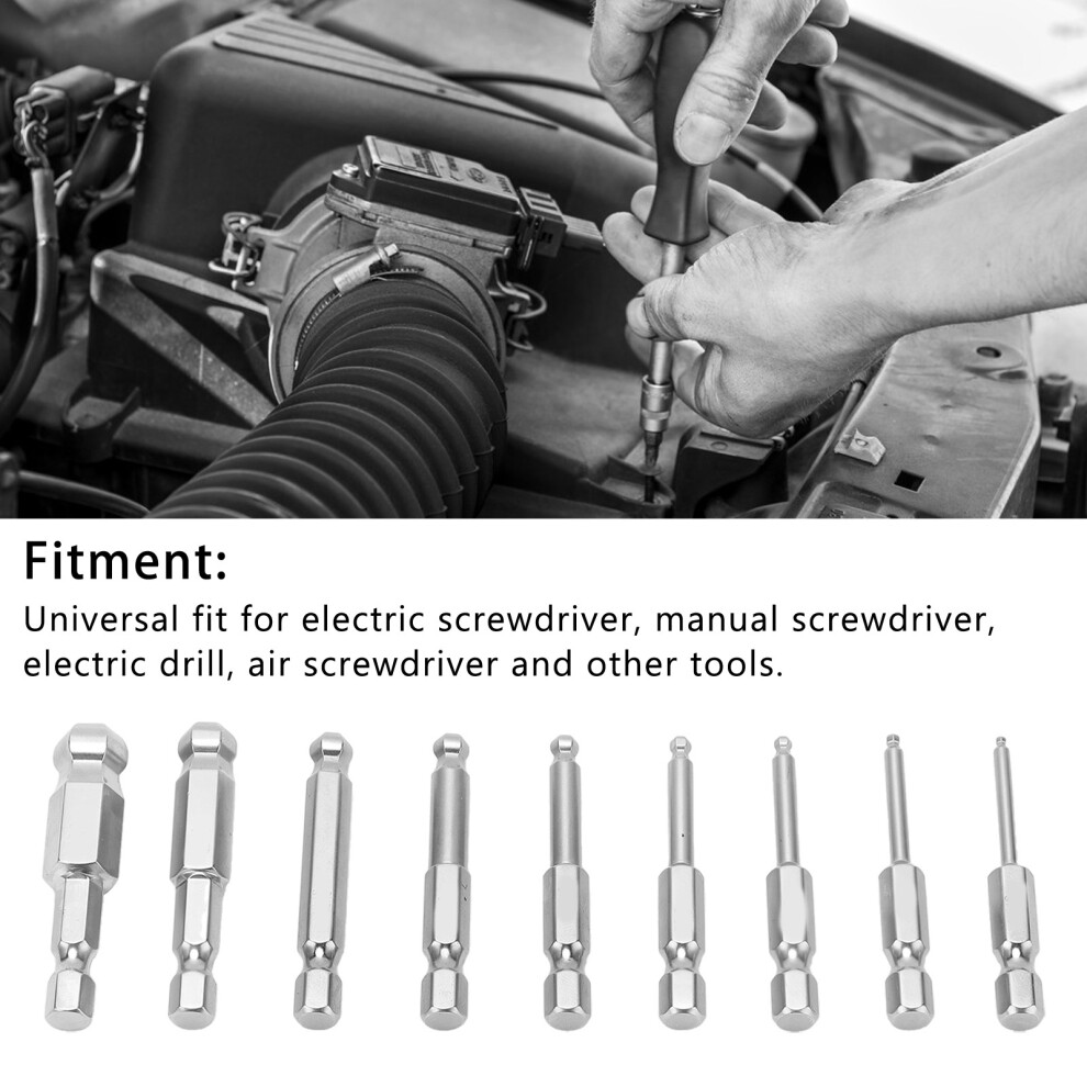 Rustproof Hex Bit Set 9Pc S2 Steel 50Mm 7293282129580