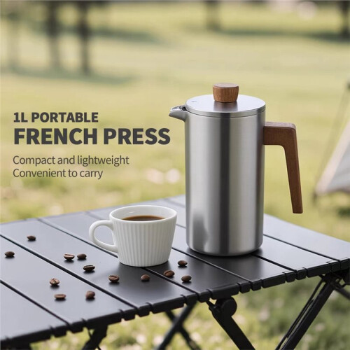 Cafetière à Piston en Acier Inoxydable avec Double Isolation Sous Vide, avec Poignée 2