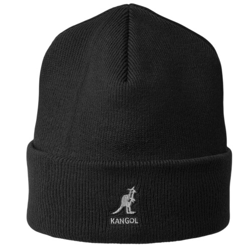 KANGOL (One Size, Black) Kangol Embroidered Logo Acrylic Pull-On Beanie 1