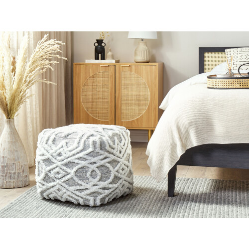 Beliani Pouffe BHILWARA Cotton Grey 1