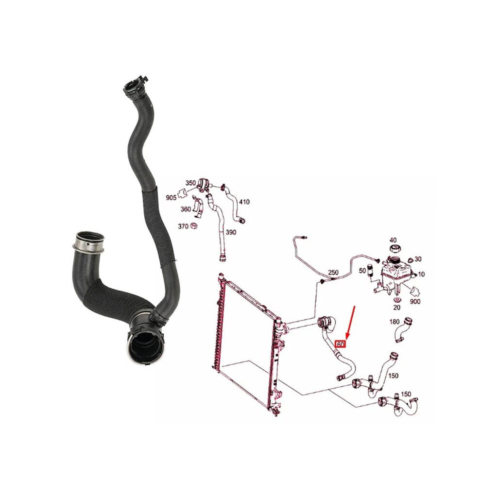 New A1665004075 Engine Coolant Hose Top Radiator Pipe For - Gl M-Class W166 X166 Gl450 Gl500 Ml500 2012-2019 4712181082817