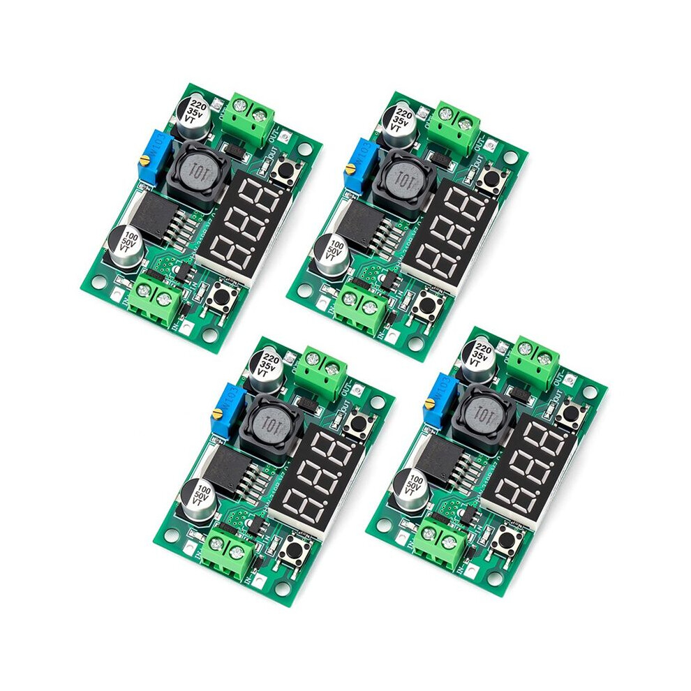 4-Pack Lm2596s - Buck Converter With Led Voltmeter Display, Adjustable Step Down 4-40V To 1.25-37V 4713745316911