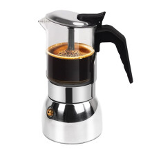 4 Cup Glass Clear Moka Pot Thickened 304 Stainless Steel Stovetop Espresso Maker Italian Coffee Machine 200ml 6.8oz