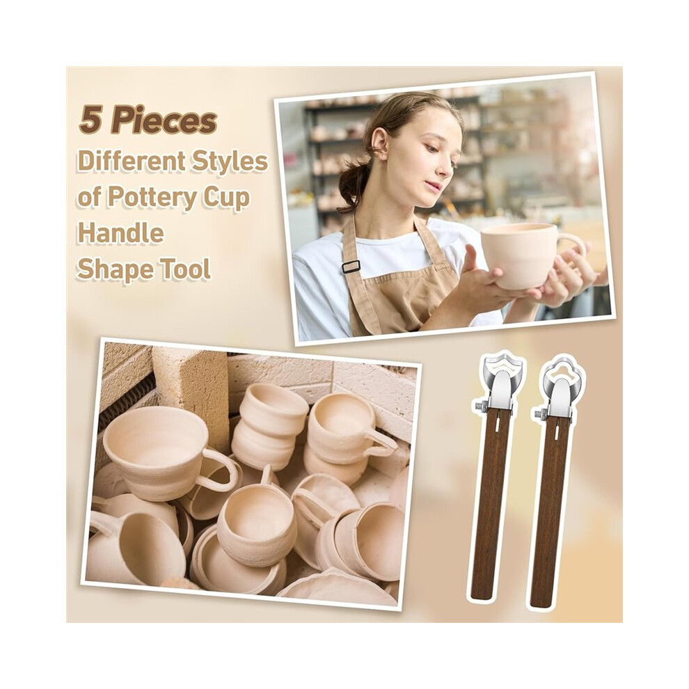 5 Pcs Sculpture Scraper Clay Extruder Tool Pottery Carving Pottery Cup Mug Handgrip Clay Cutters 4713487806428