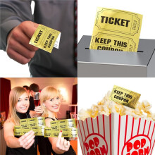 1000 Raffle Tickets Gold Double Roll Metallic Gold Foil Ticket for Events Carnivals Entry Class Reward Prizes