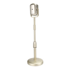 3X Vintage Desktop Microphone Prop Model with Adjustable Height, Classic Retro Style Microphone Stand Fake Mic Prop,Gold