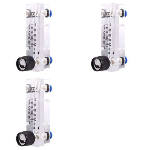 3X 4T 0.1-1L/MIN Acrylic Variable Area Flow Meter Adjustable Panel Mount Gas Rotameter Air Flow Rate Controller 1