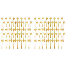 80 Cucharas de Café Doradas de Acero Inoxidable con Forma de Flor, Cucharas de Postre de 5 Pulgadas para Vajilla de Cocina, Cafetería y Bar.