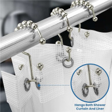 Anneau de Crochet de Rideau de Douche, Crochet de Douche Coulissant à Double Rouleau en Métal Antirouille, pour Rideau de Douche, Lot de 24 Blanc