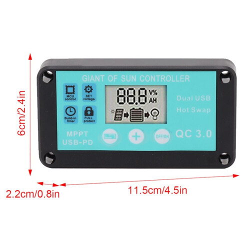 3X MPPT Solar Charge Controller Multiple Protection Solar Solar QC3.0 Controller with LCD Screen(10A) 2