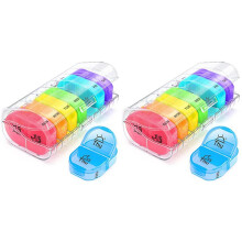 2X Pill Box 2 Times A Day, Weekly Pill Organizer AM PM with 7 Daily Pocket Case to Hold Vitamin, Medicine, Medication