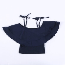 Clothes Kids Girls Kids Fashion Chiffon Off Shoulder Tops + Floral Pants Two Piece Set Children Summer Suit Girls Outfits Navy 110