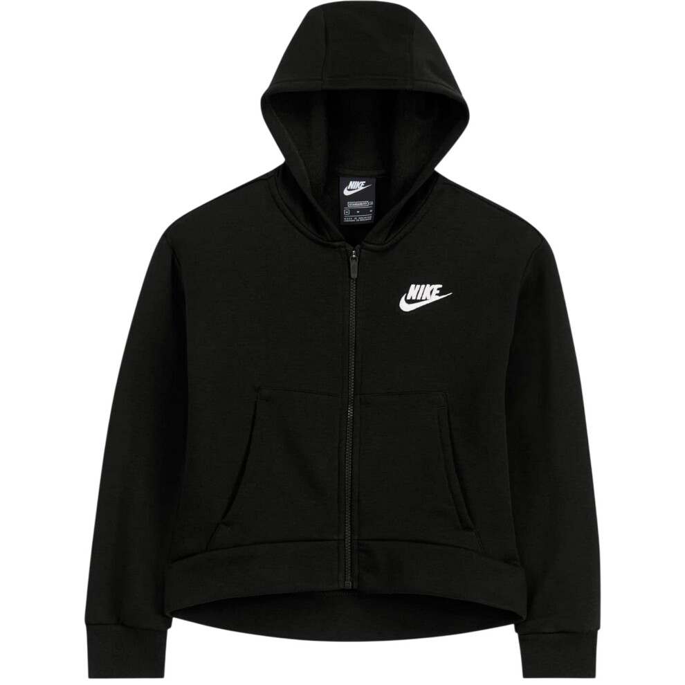 Nike (13 Years, Black/White) Girls Sportswear Full Zip Hoodie