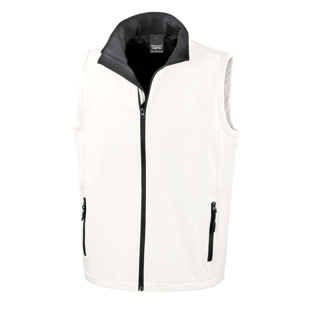 Result (2Xl, White / Black) Mens Core Printable Softshell Bodywarmer White,Black