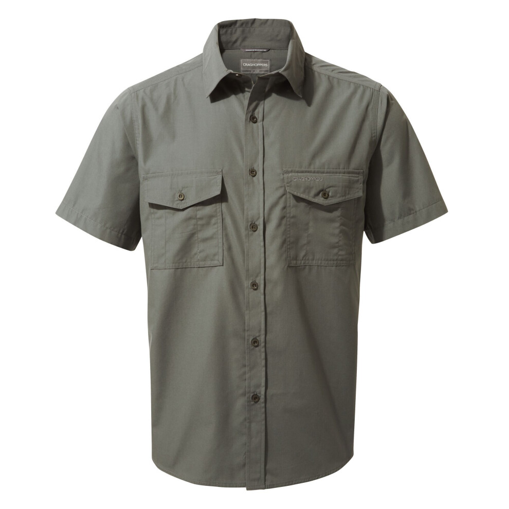 Craghoppers (L, Dark ) Mens Kiwi Short-Sleeved Shirt Grey