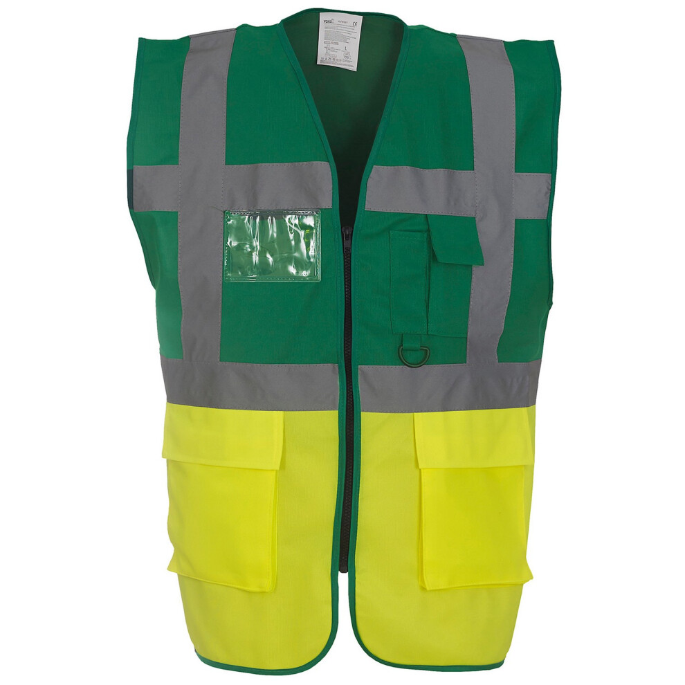 (3Xl, Paramedic Green/Yellow) Yoko Unisex Adult Executive Hi-Vis Waistcoat 5063527725387