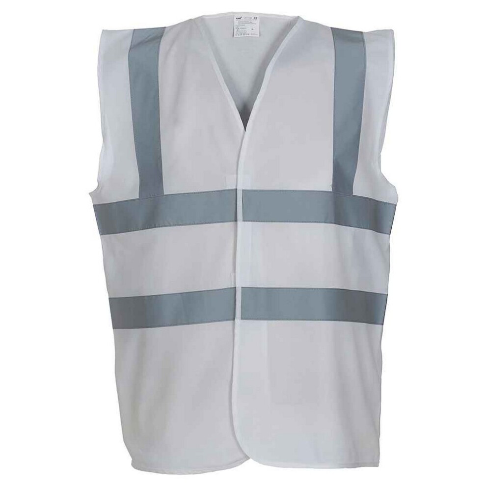 (3Xl, White) Yoko Mens Band & Brace Hi-Vis Waistcoat 5063470841844