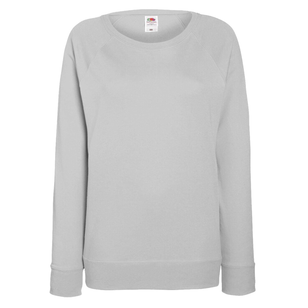 Fruit Of The Loom (2Xl, Heather Grey) Ladies Fitted Lightweight Raglan Sweatshirt (240 Gsm)