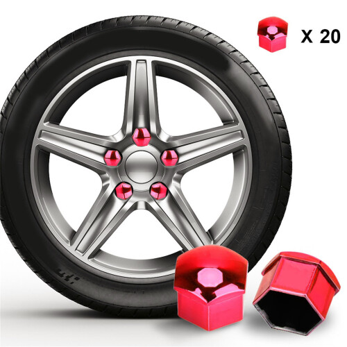 Red Hub Nut Covers 20PCS ABS Plastic 1