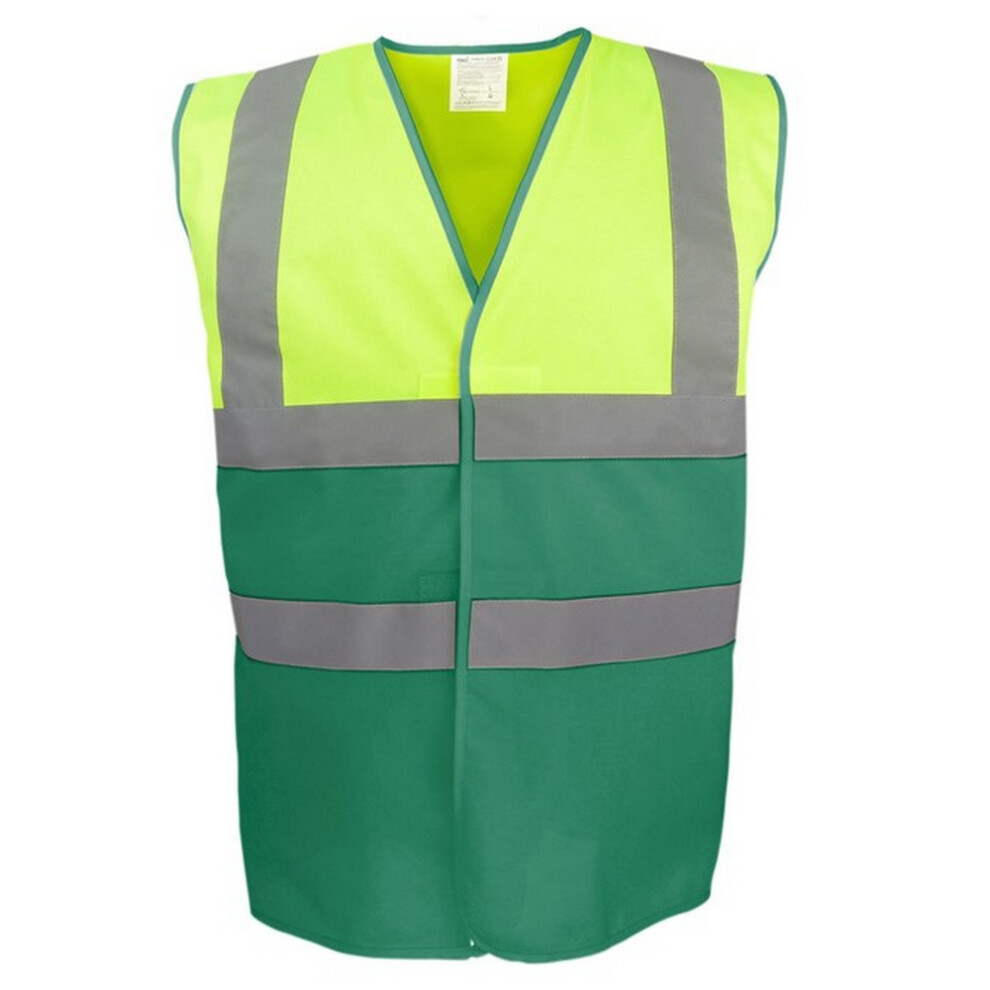 (S, Yellow/Paramedic Green) Yoko Unisex Adult Two Tone Hi-Vis Vest 5055320147534