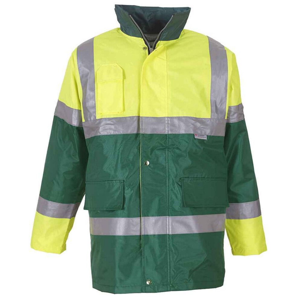 (M, Yellow/Paramedic Green) Yoko Unisex Adult Contrast Hi-Vis Jacket 5063470519774
