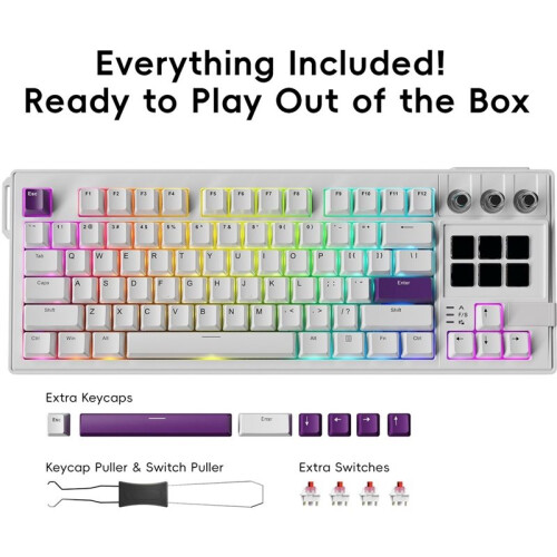 K1 PRO Visual Mechanical Keyboard Macro LCD Wired Gaming Keyboard RGB Backlight Ergonomics Keyboard White