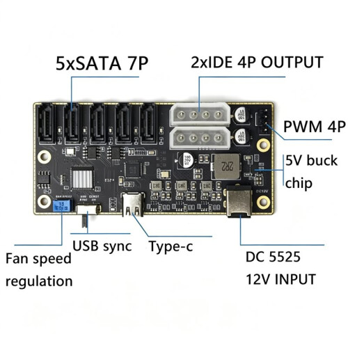 Type-C to 5  Hard Disk External HDD SSD Expansion Card Hard Disk Data Card  Power Supply Module 2