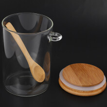 Food Storage Glass Jar Clear Sealed Canister Container with Lid and Spoon for Loose Tea Salt Sugar Coffee Bean Preservation