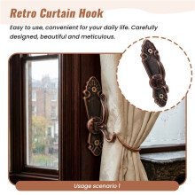 Metal Curtain Tassel Tie Back Tieback Wall Hooks 2PCS Red bronze