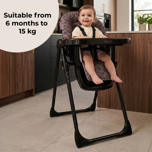 My Babiie MBHC8 Premium Highchair - Hot Pink Leopard 2