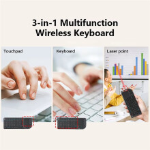 Teclado Sem Fio com Mouse A Laser Vermelho, Multifuncional, 2.4G, Compatível com IOS, Windows e para Android.