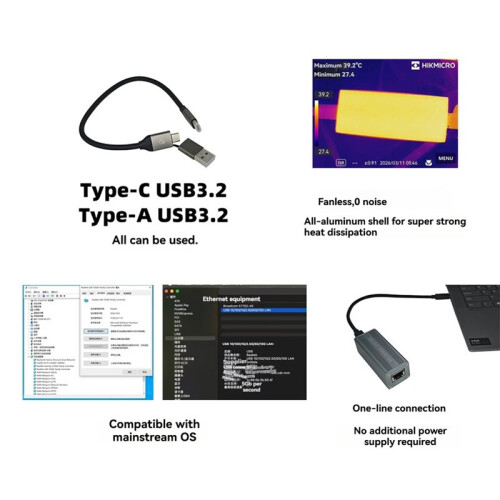 Placa Ethernet 10G USB3.2 com Chip RTL8159, Placa Ethernet USB-C Externa de 10 Gigabits para /USB4/3.2/3.0 1
