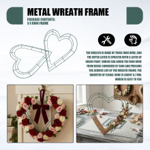 3 Pack Hart Metalen Krans 12 Inch Hartvormige Draad Krans Frame voor Thuis Bruiloft Valentijnsdag DIY Ambachten
