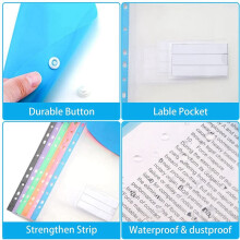 72 Pack A4 Punched Pockets Plastic Wallets - 11 Holes Expandable Binder Pocket Envelope File Folders