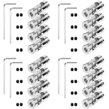 16 Packs 4mm to 4mm Steel Universal Joint Cardan Coupling Connector, Rotatable Model DIY Motor Shaft Fitting Accessory