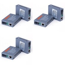 3 Pair HTB-3100 Fiber Transceiver Single Fiber Converter 25Km SC 10/100M Single Mode Single Fiber Transceiver EU Plug