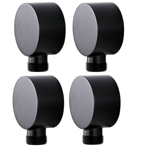 4X Codo de Suministro de Pared, Accesorios de Conector de Manguera de Ducha de Montaje en Pared Negro